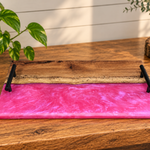 Walnut and pink resin service board